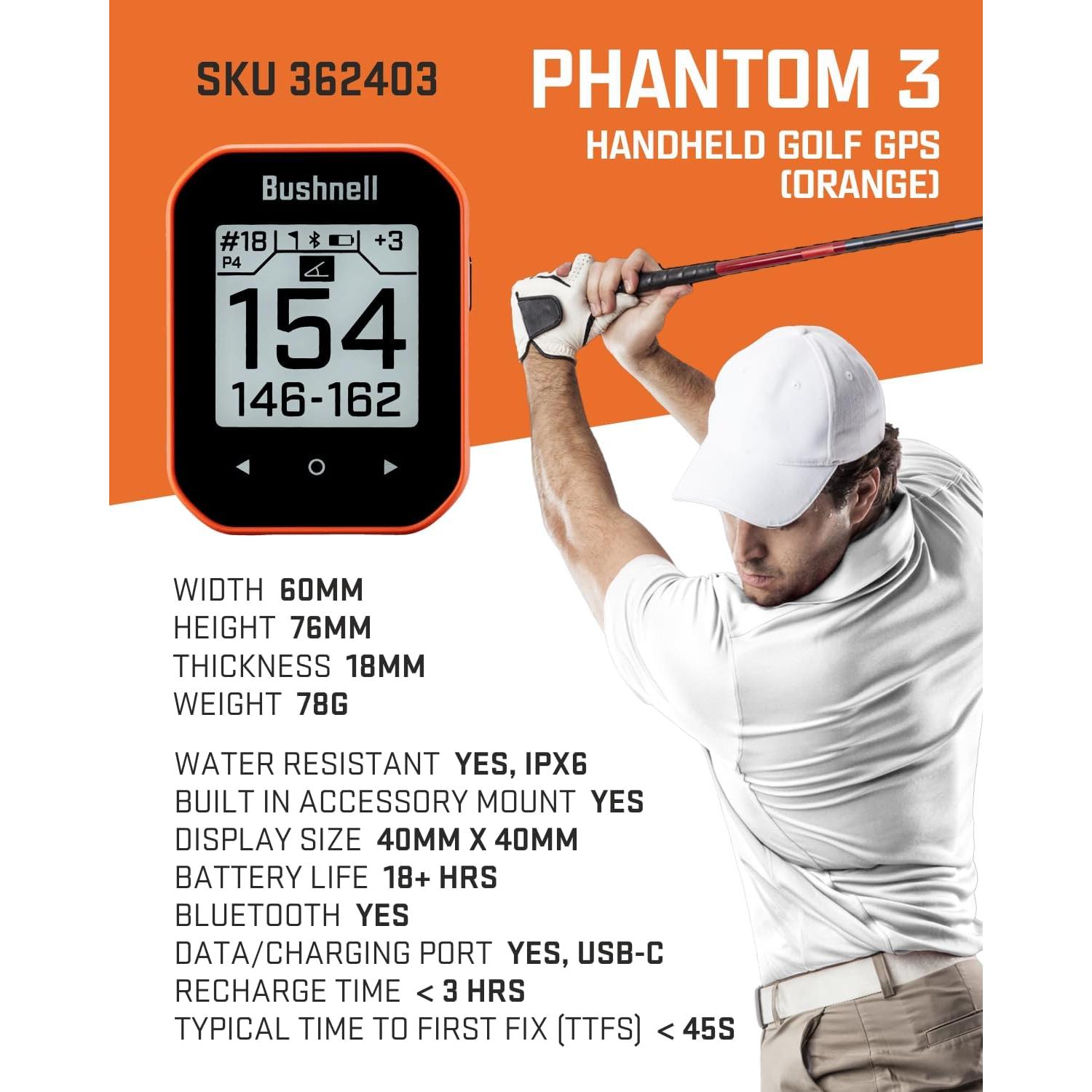 Bushnell Phantom 3 GPS para Golf Wearable4U Naranja con Paño