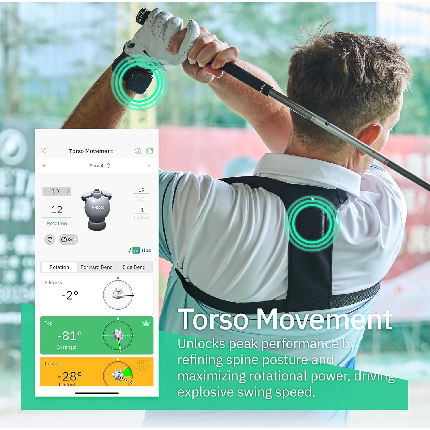 Analizador de Swing de Golf MOXI SwingMotion - Sensores IMU Duales