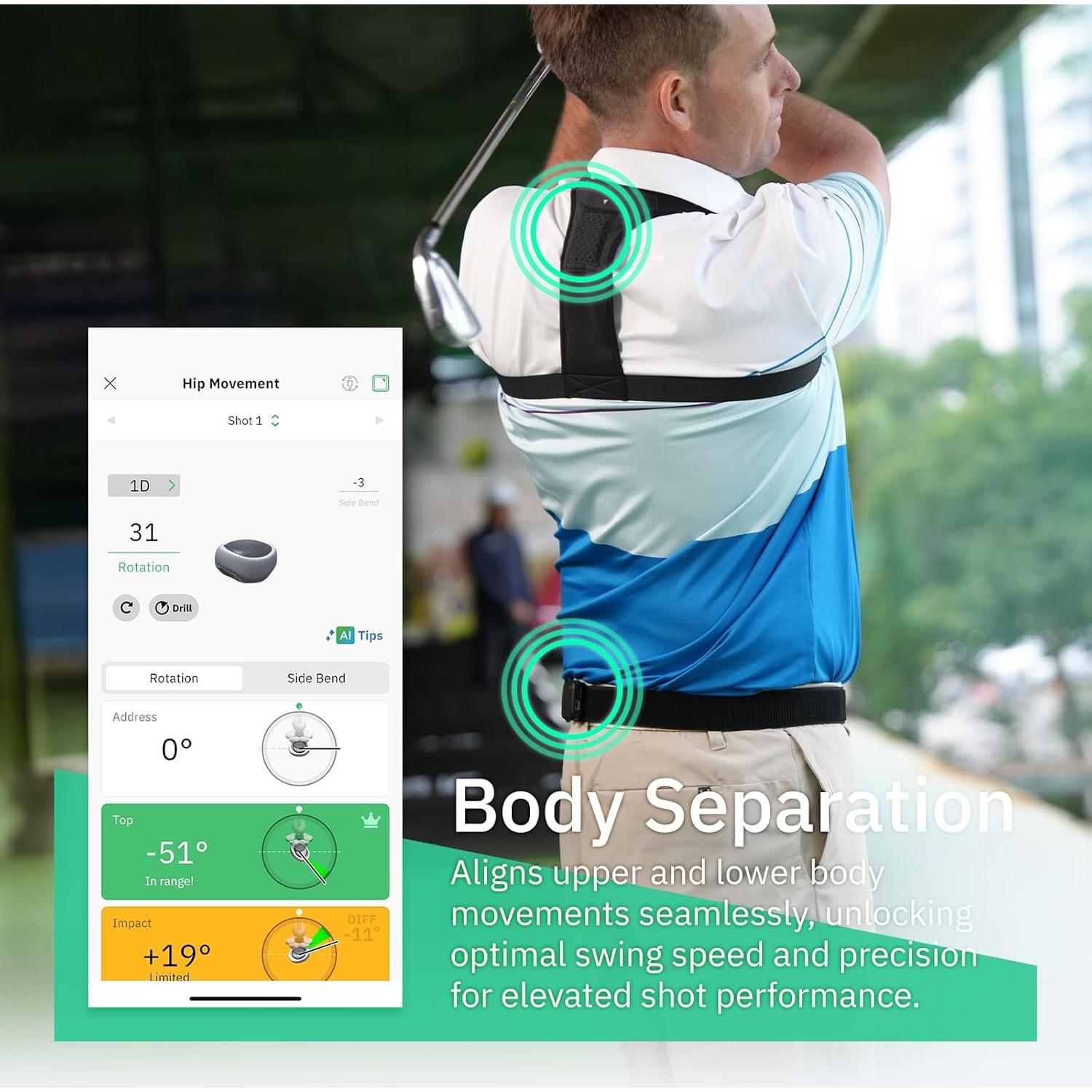 Analizador de Swing de Golf MOXI SwingMotion - Sensores IMU Duales