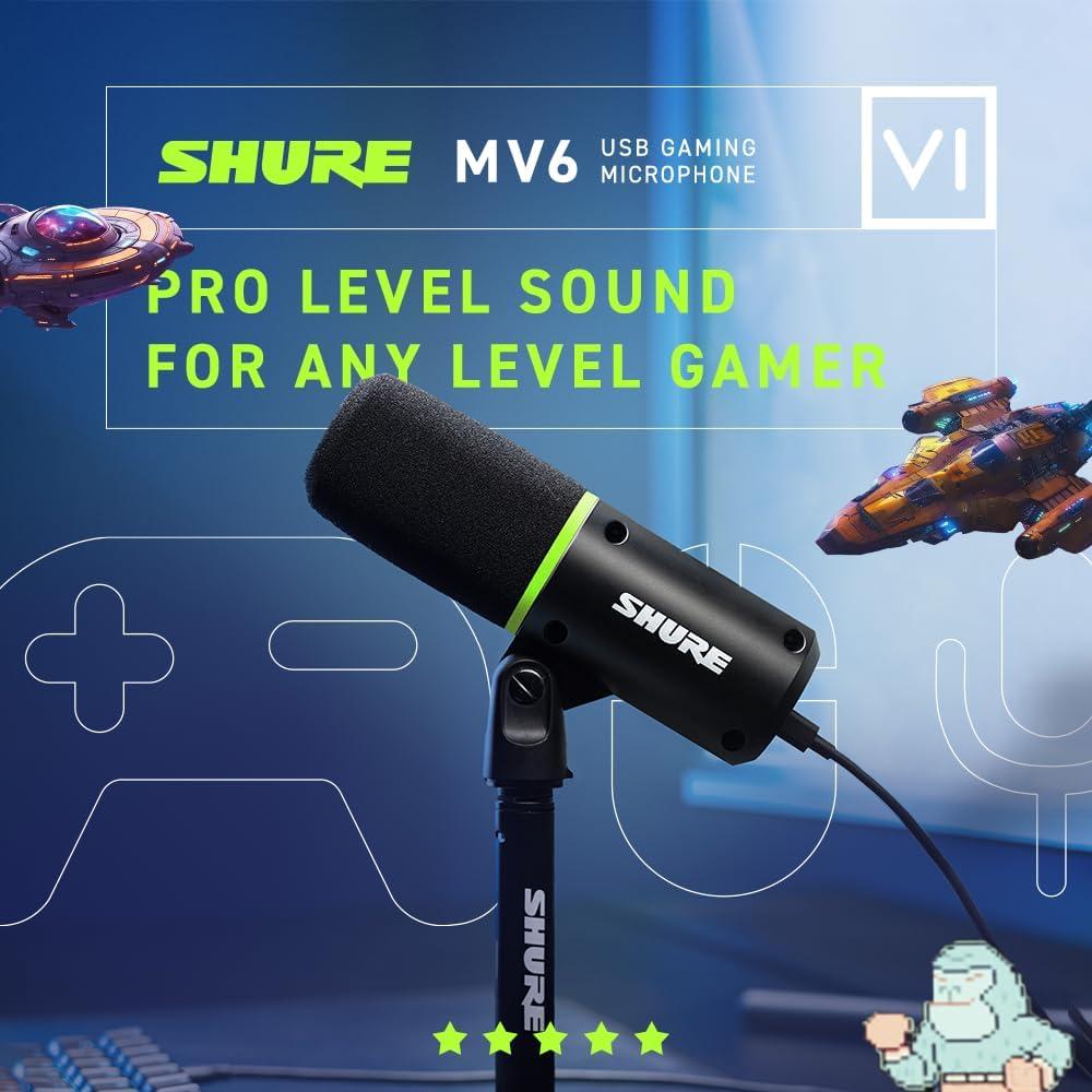 Micrófono Gaming Shure MV6 USB Dinámico con Soporte