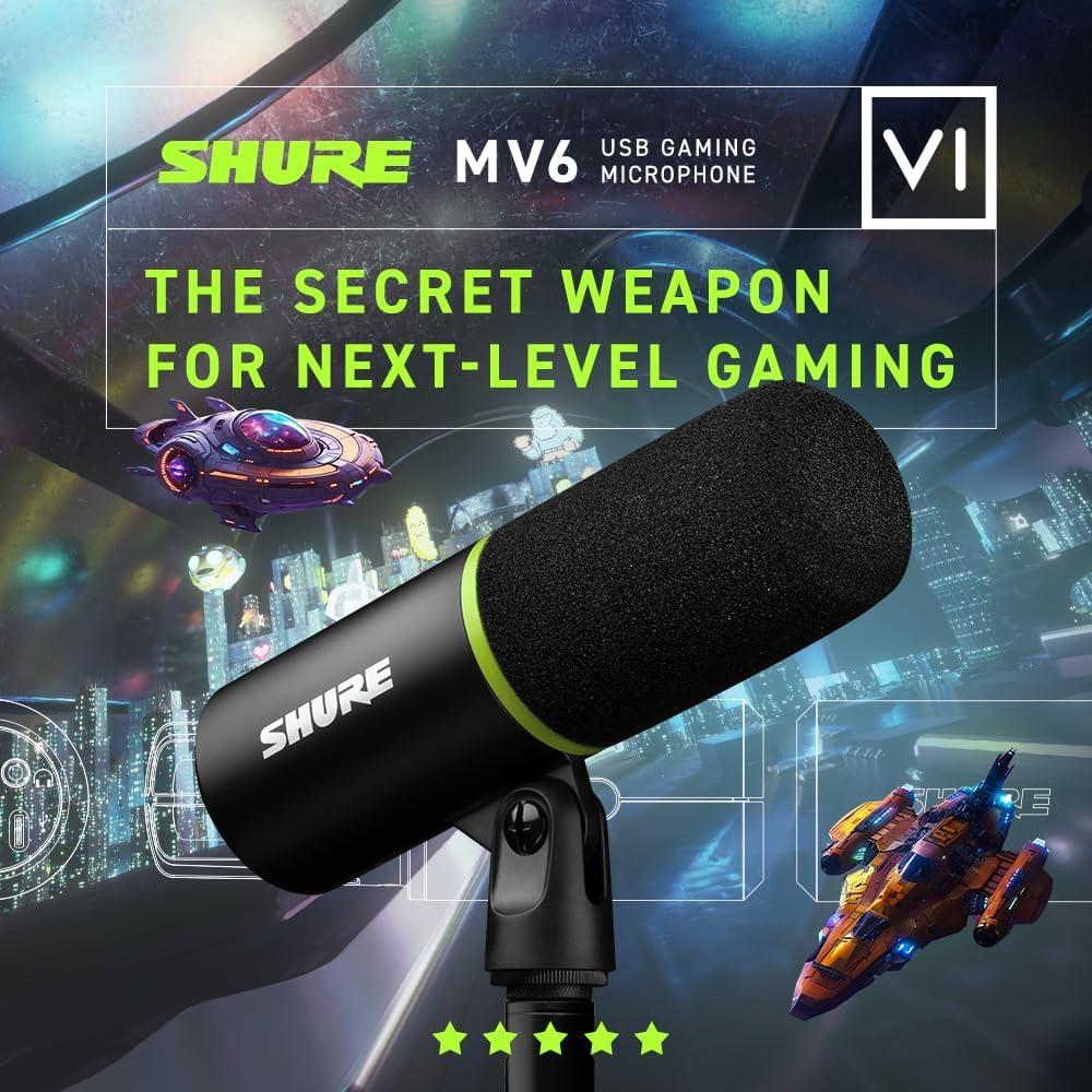 Micrófono Gaming Shure MV6 USB Dinámico con Soporte