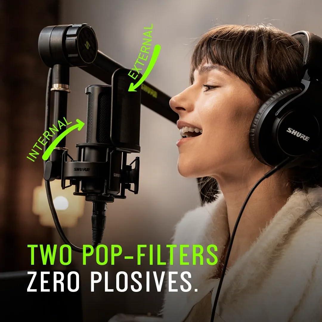 Micrófono de Grabación Shure SM4 Kit con Filtro Pop y Soporte