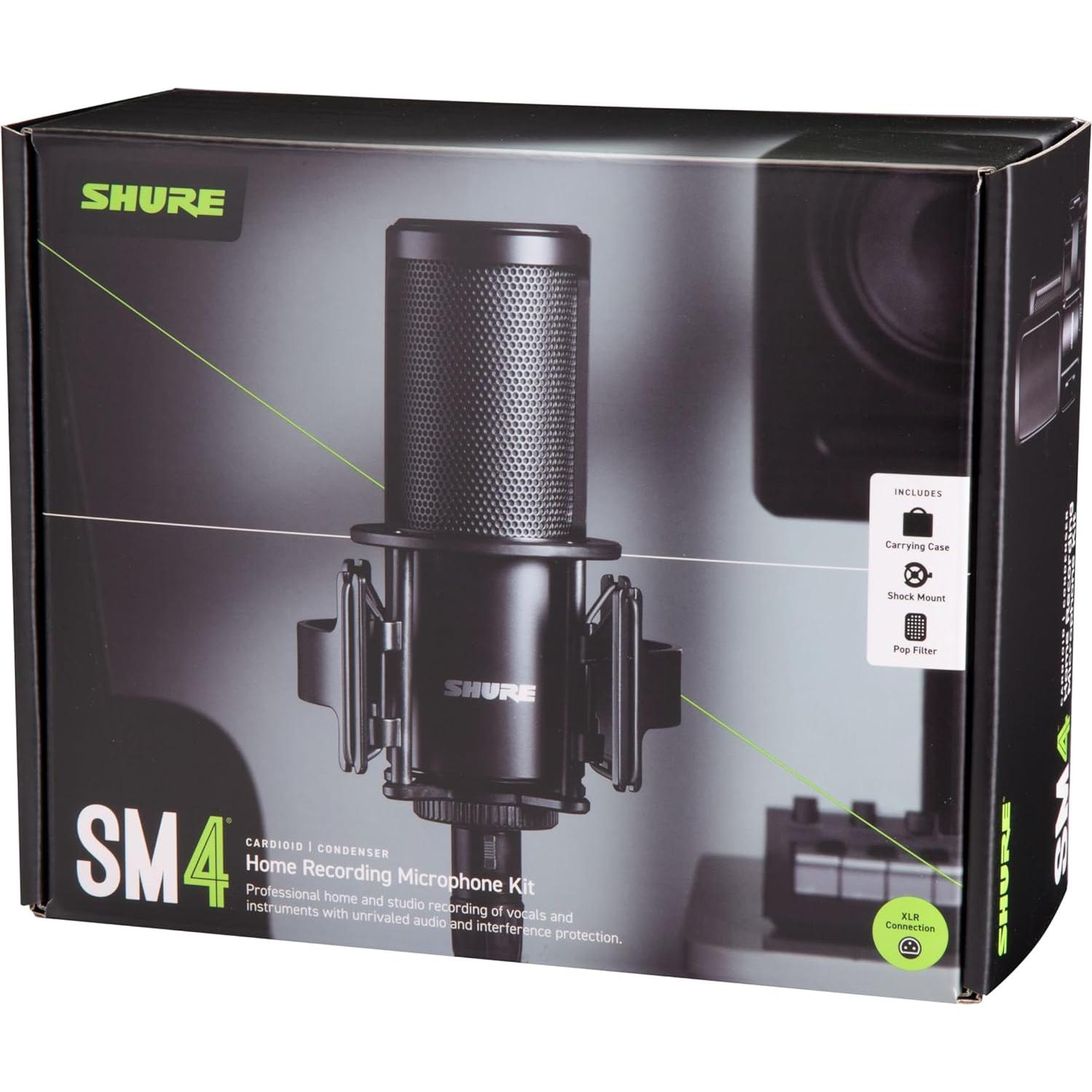Micrófono de Grabación Shure SM4 Kit con Filtro Pop y Soporte