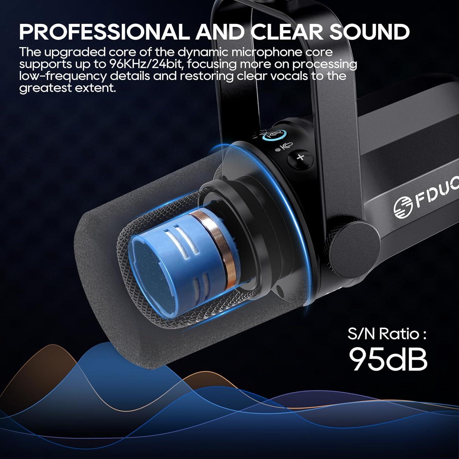 Micrófono Dinámico FDUCE SL40 USB/XLR para Podcast y Streaming