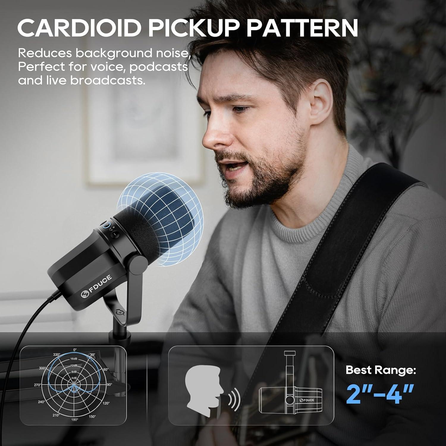 Micrófono Dinámico FDUCE SL40 USB/XLR para Podcast y Streaming