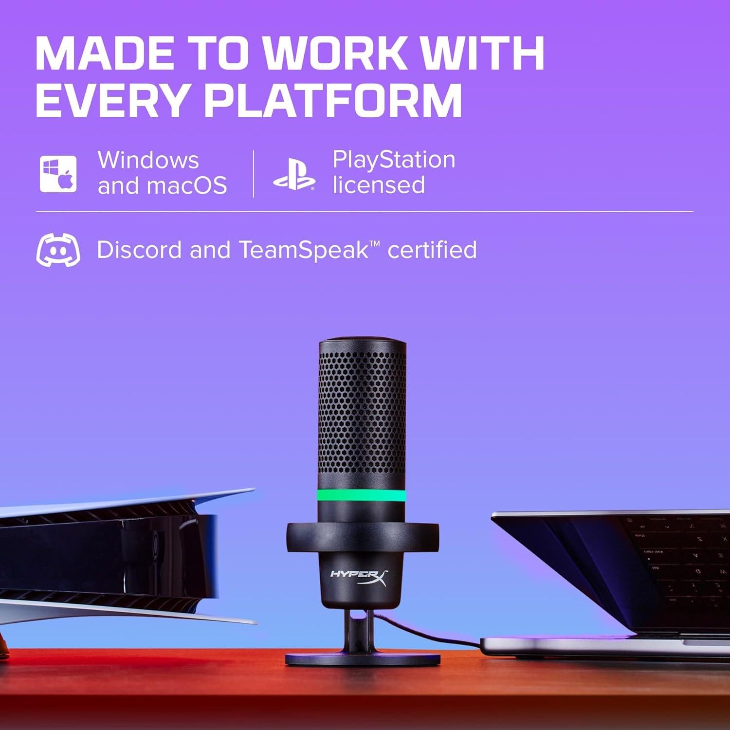 HyperX DuoCast – RGB USB Condenser Microphone for PC, PS5, PS4, Mac, Low-profile Shock Mount, Cardioid, Omnidirectional, Pop Filter, Gain Control, Gaming, Streaming, Podcasts, Twitch, YouTube, Discord