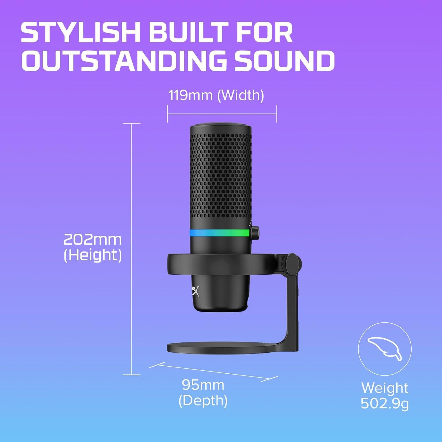 HyperX DuoCast – RGB USB Condenser Microphone for PC, PS5, PS4, Mac, Low-profile Shock Mount, Cardioid, Omnidirectional, Pop Filter, Gain Control, Gaming, Streaming, Podcasts, Twitch, YouTube, Discord
