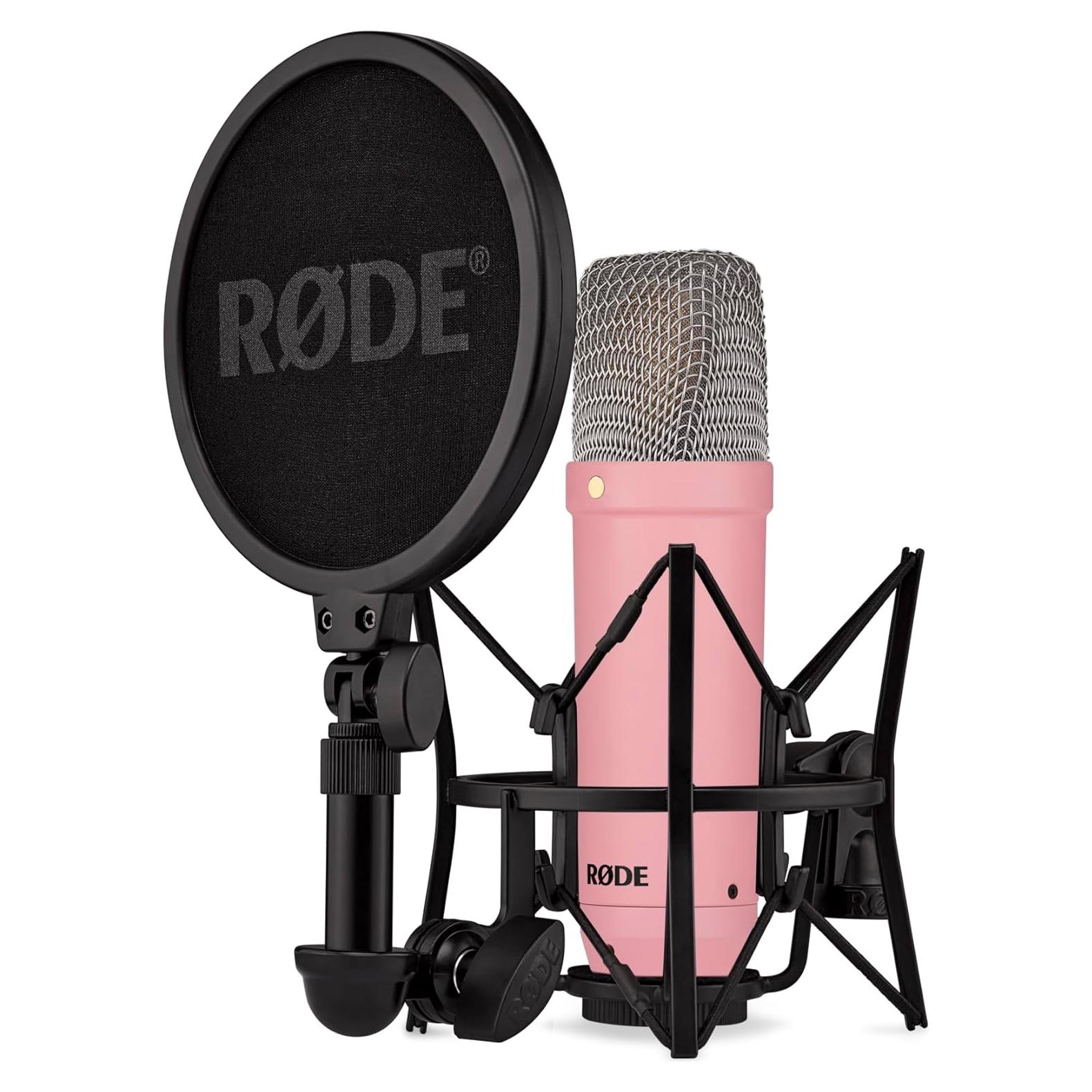 RØDE NT1 Signature Series Large-Diaphragm Condenser Microphone with Shock Mount, Pop Filter and XLR Cable for Music Production, Vocal Recording, Streaming and Podcasting (Pink)