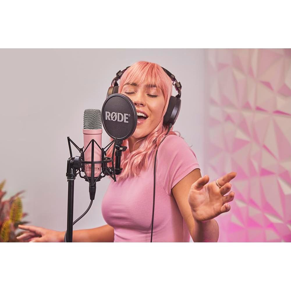 RØDE NT1 Signature Series Large-Diaphragm Condenser Microphone with Shock Mount, Pop Filter and XLR Cable for Music Production, Vocal Recording, Streaming and Podcasting (Pink)