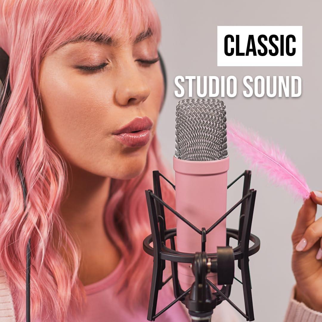 RØDE NT1 Signature Series Large-Diaphragm Condenser Microphone with Shock Mount, Pop Filter and XLR Cable for Music Production, Vocal Recording, Streaming and Podcasting (Pink)