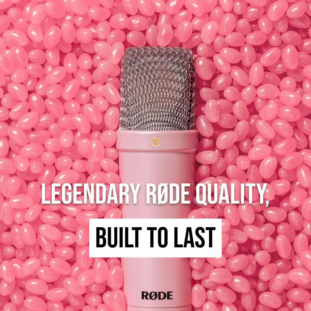 RØDE NT1 Signature Series Large-Diaphragm Condenser Microphone with Shock Mount, Pop Filter and XLR Cable for Music Production, Vocal Recording, Streaming and Podcasting (Pink)
