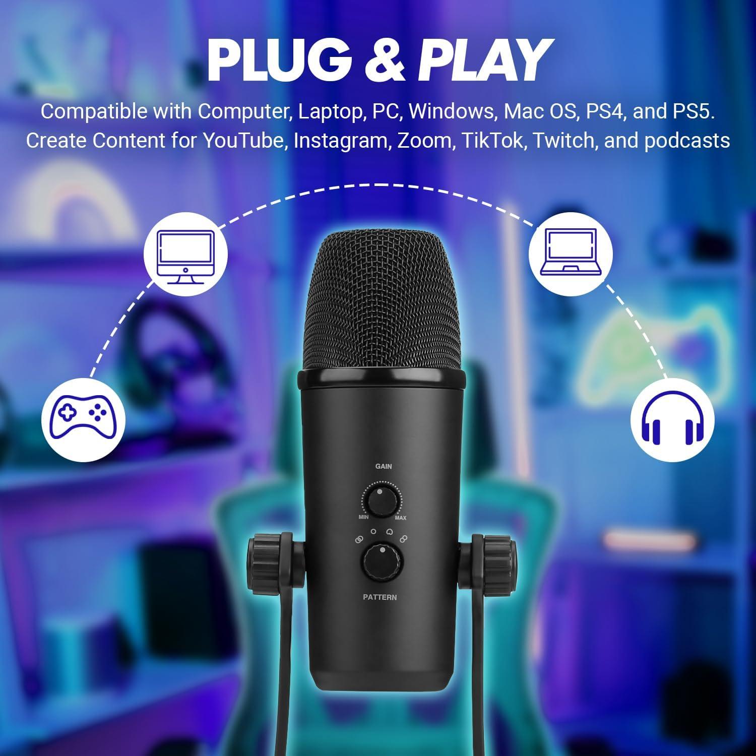 Micrófono USB Movo UM700 para Juegos y Podcasting - 48kHz