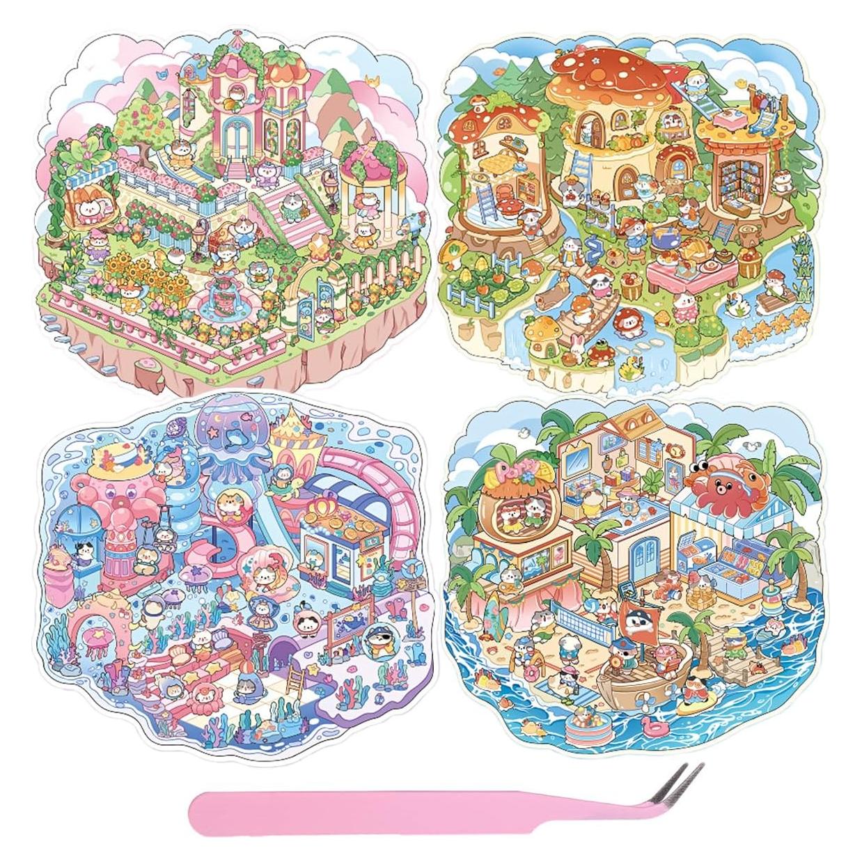 Pegatinas 3D DIY Aodse - 4 Conjuntos de Caricaturas para Manualidades