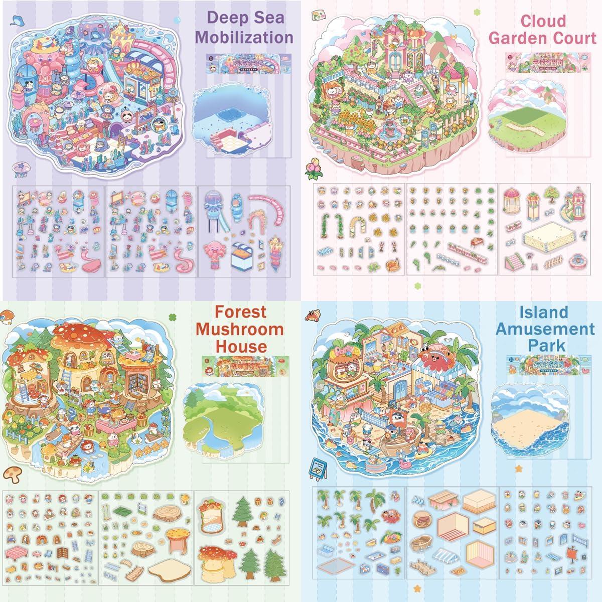 Pegatinas 3D DIY Aodse - 4 Conjuntos de Caricaturas para Manualidades