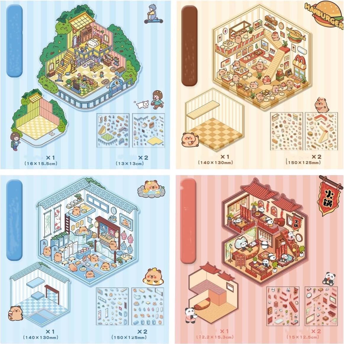 18 Juegos de Pegatinas 3D DIY Genérico para Mini Escenas