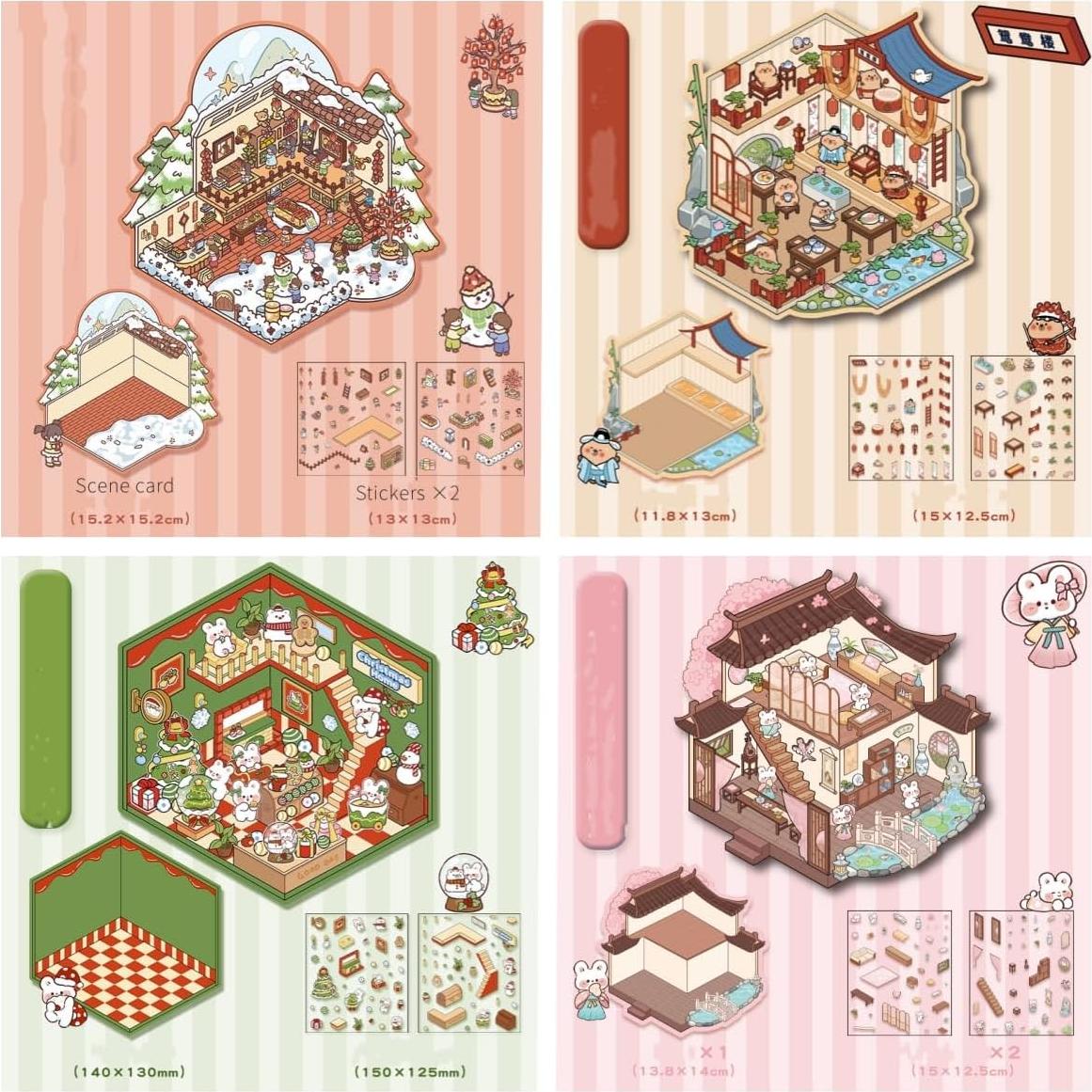 18 Juegos de Pegatinas 3D DIY Genérico para Mini Escenas