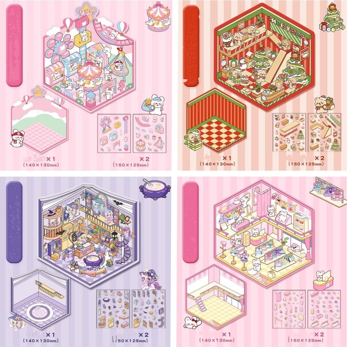 18 Juegos de Pegatinas 3D DIY Genérico para Mini Escenas