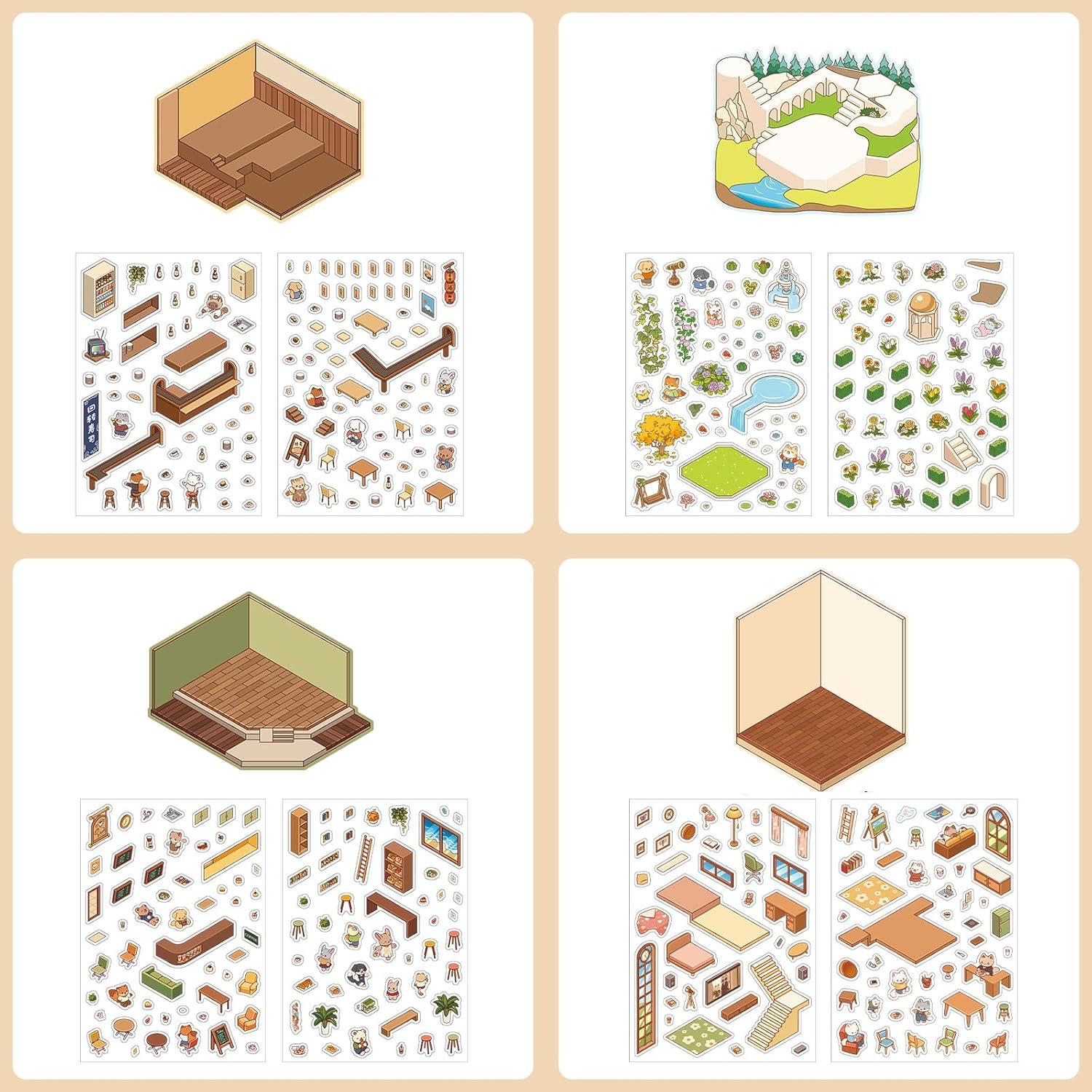 Stickers 3D para Scrapbook Sqyiox - 4 Temas Aesthetic