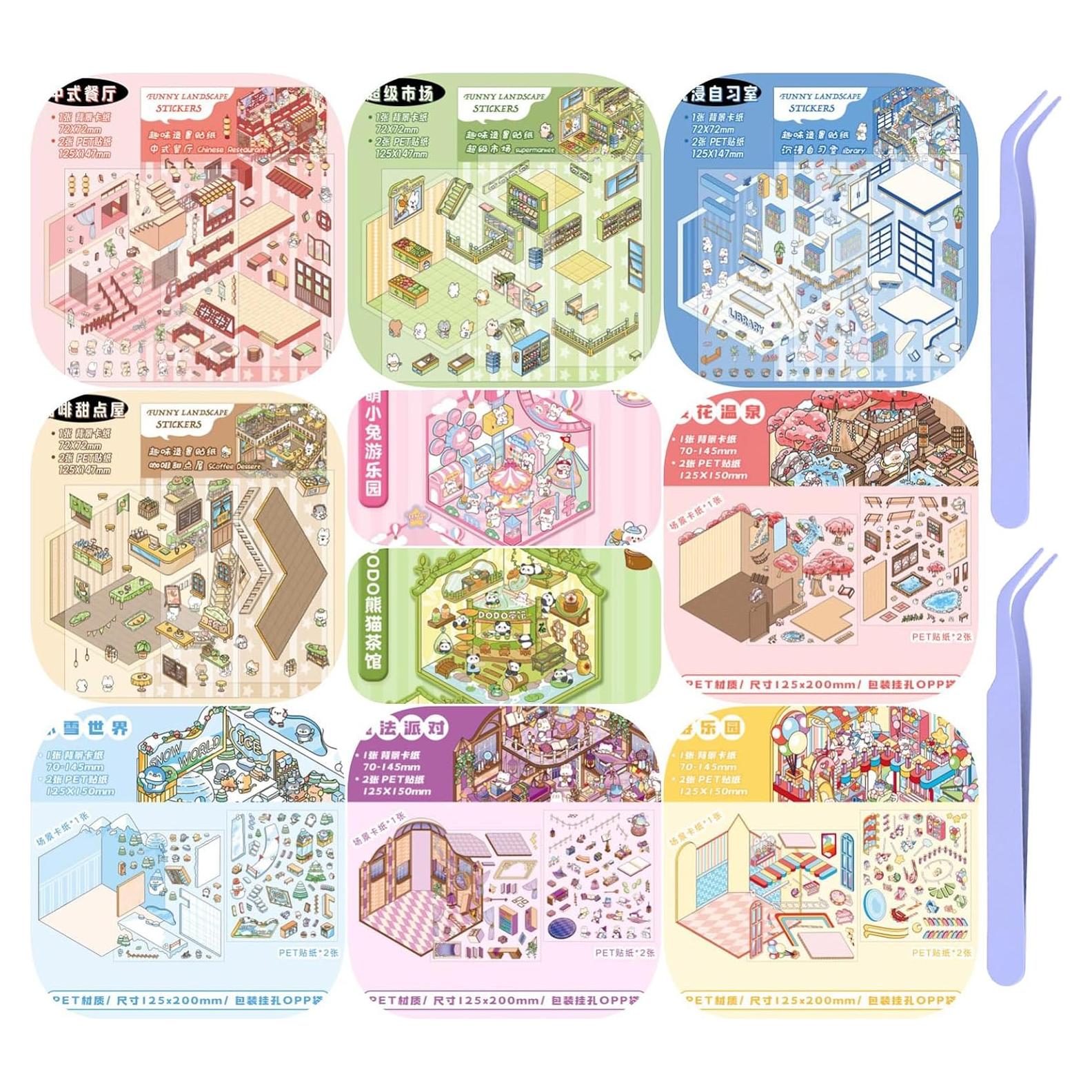 10 Juegos de Pegatinas 3D DIY LIFCIUSO - Escenas Creativas