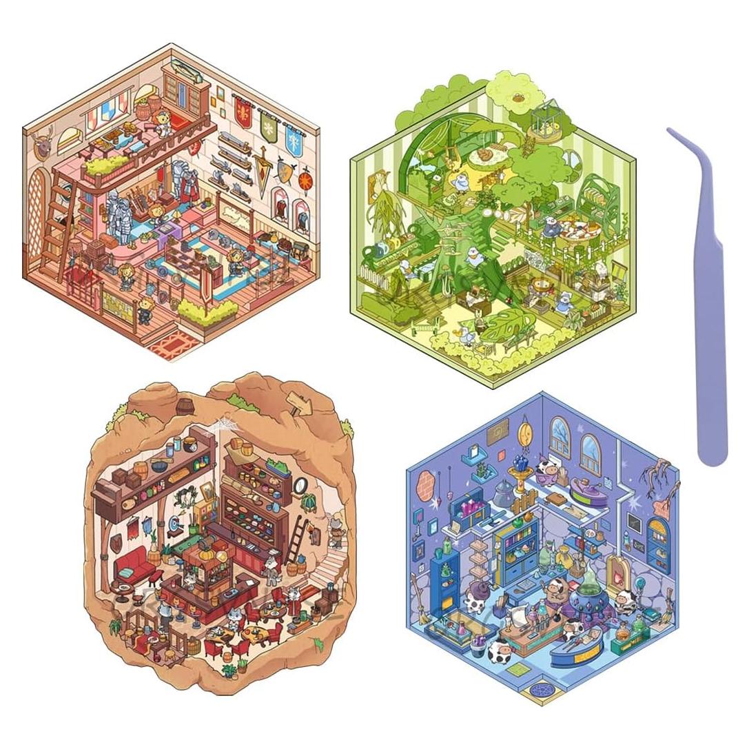 Pegatinas 3D OrgSvnHse para Decoración de Habitaciones - 4 Conjuntos