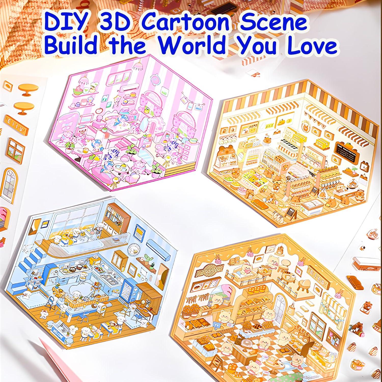 Conjunto de Pegatinas Miniatura 3D DIY Posame - 6 Temas Kawaii