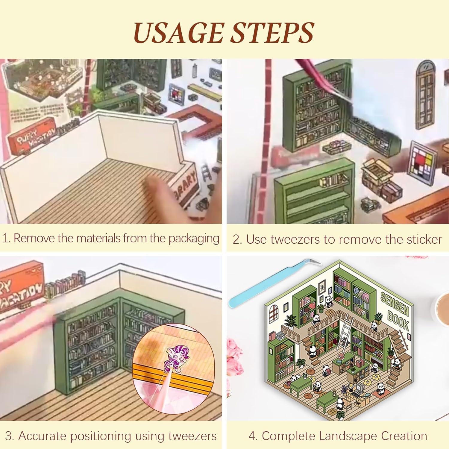 16 Pegatinas 3D DIY Bosjct para Crear Escenas Kawaii