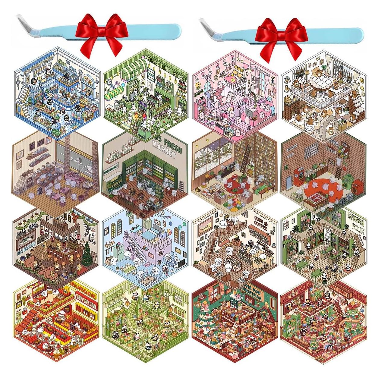 Pegatinas 3D OYEONE de Caricatura - Juego de 16 Piezas