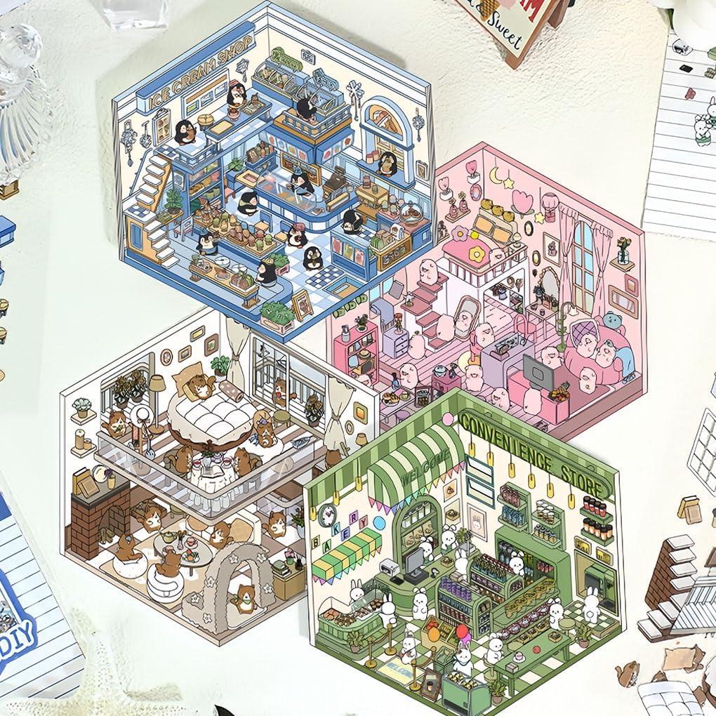 Pegatinas 3D OYEONE de Caricatura - Juego de 16 Piezas