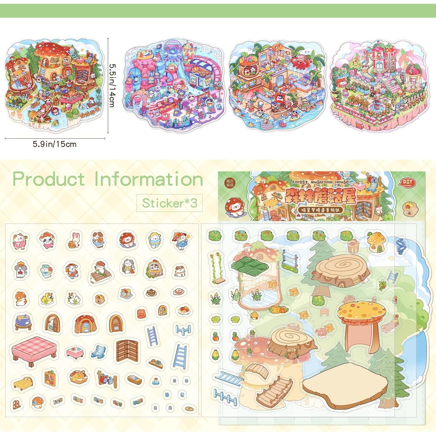 Set de 4 Adhesivos 3D DIY emmoLife - Escenas Creativas