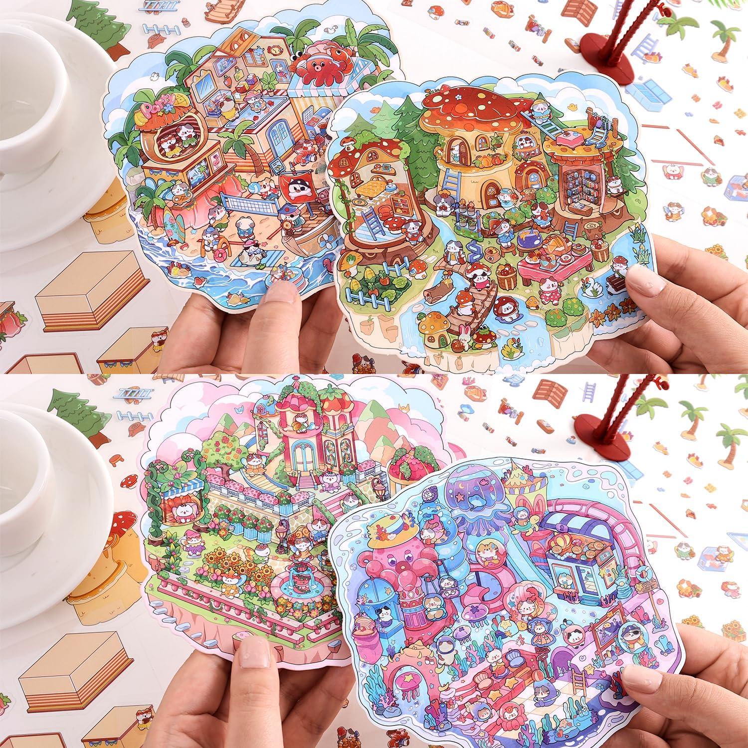 Set de 4 Adhesivos 3D DIY emmoLife - Escenas Creativas