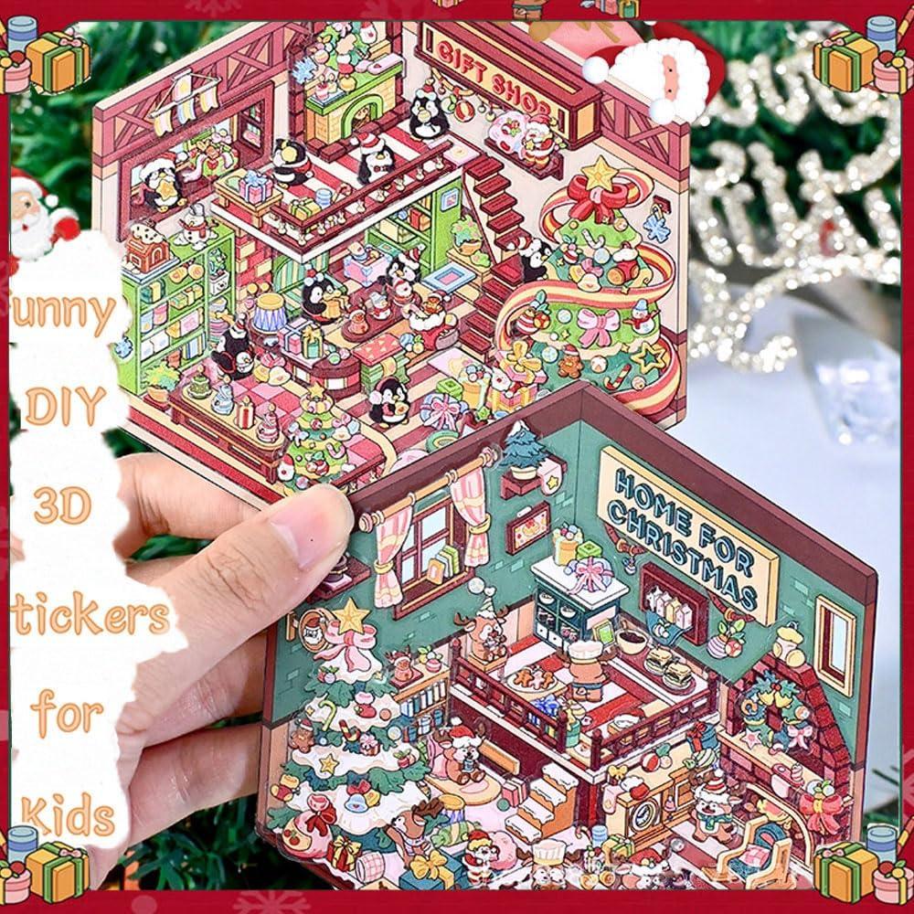 Pegatinas 3D Navideñas iSkelter - 4 Juegos para Niños y Adultos