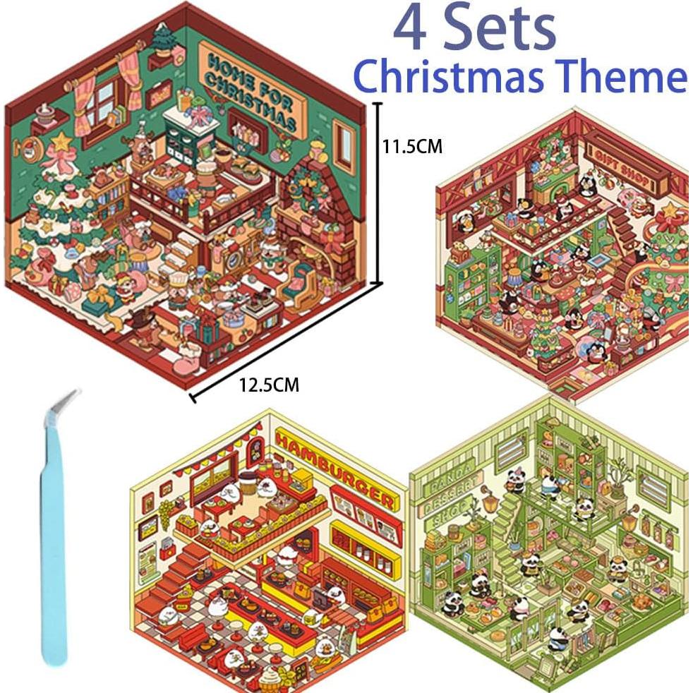 Pegatinas 3D Navideñas iSkelter - 4 Juegos para Niños y Adultos