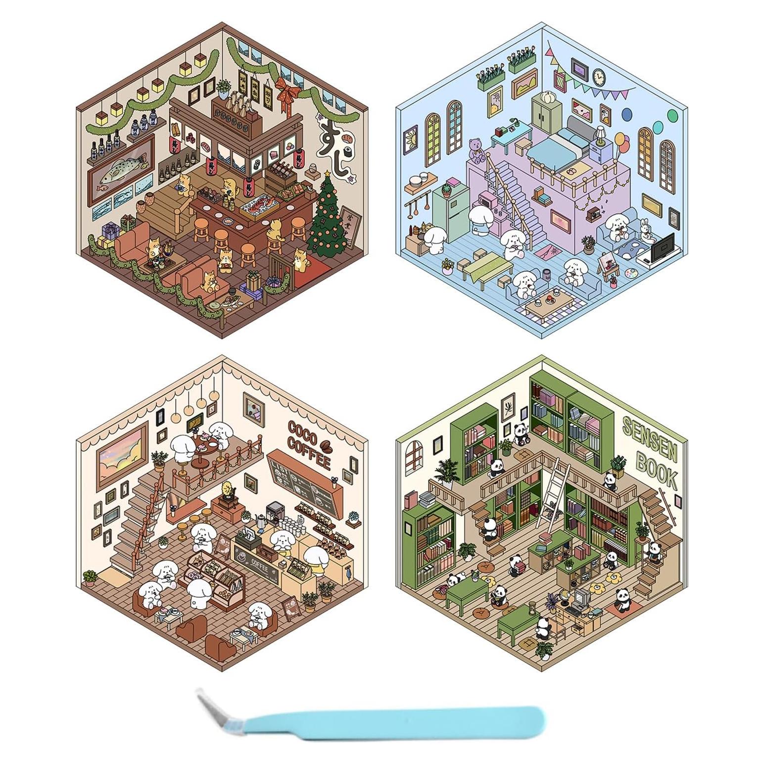 Pegatinas Isométricas 3D BRINTRUNG - 4 Juegos Creativos