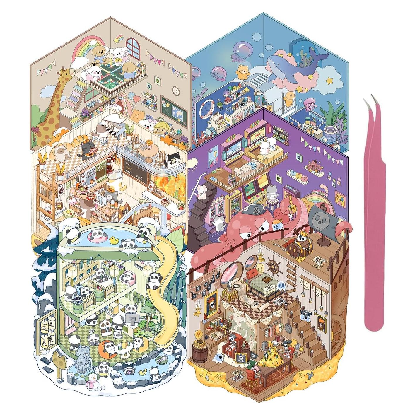 Etiquetas 3D DIY Nyxxoery para Scrapbooking - 6 Sets Animales