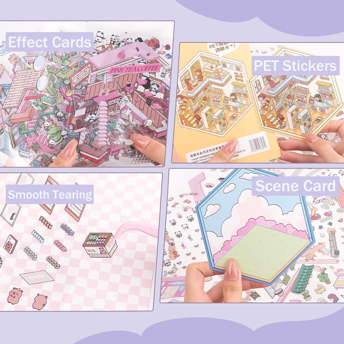 Stickers 3D DIY EUTVIBRP - 4 Conjuntos de Escenas de Animales