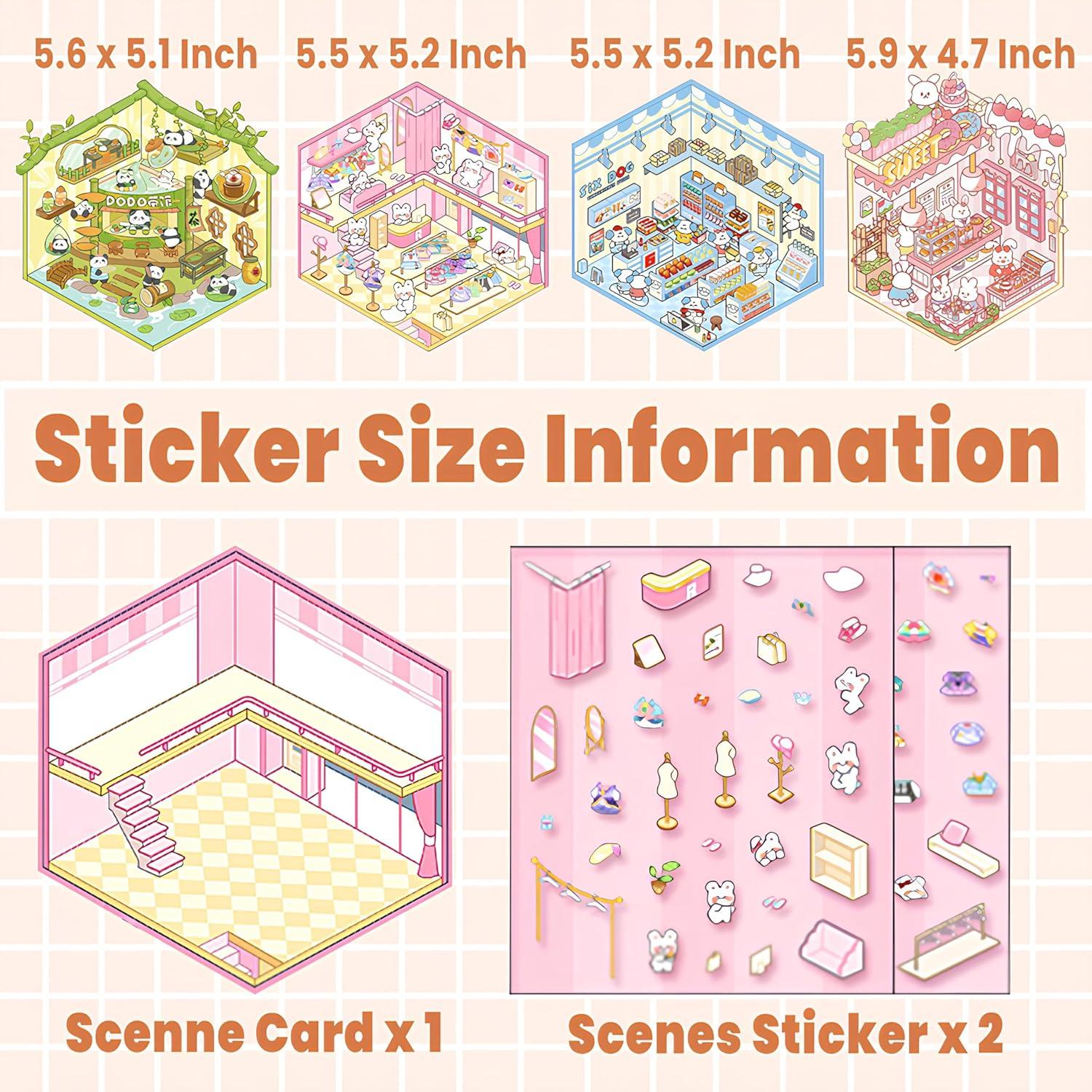 Paquete de 4 Libros de Stickers 3D NiXianLinGo con Pinzas