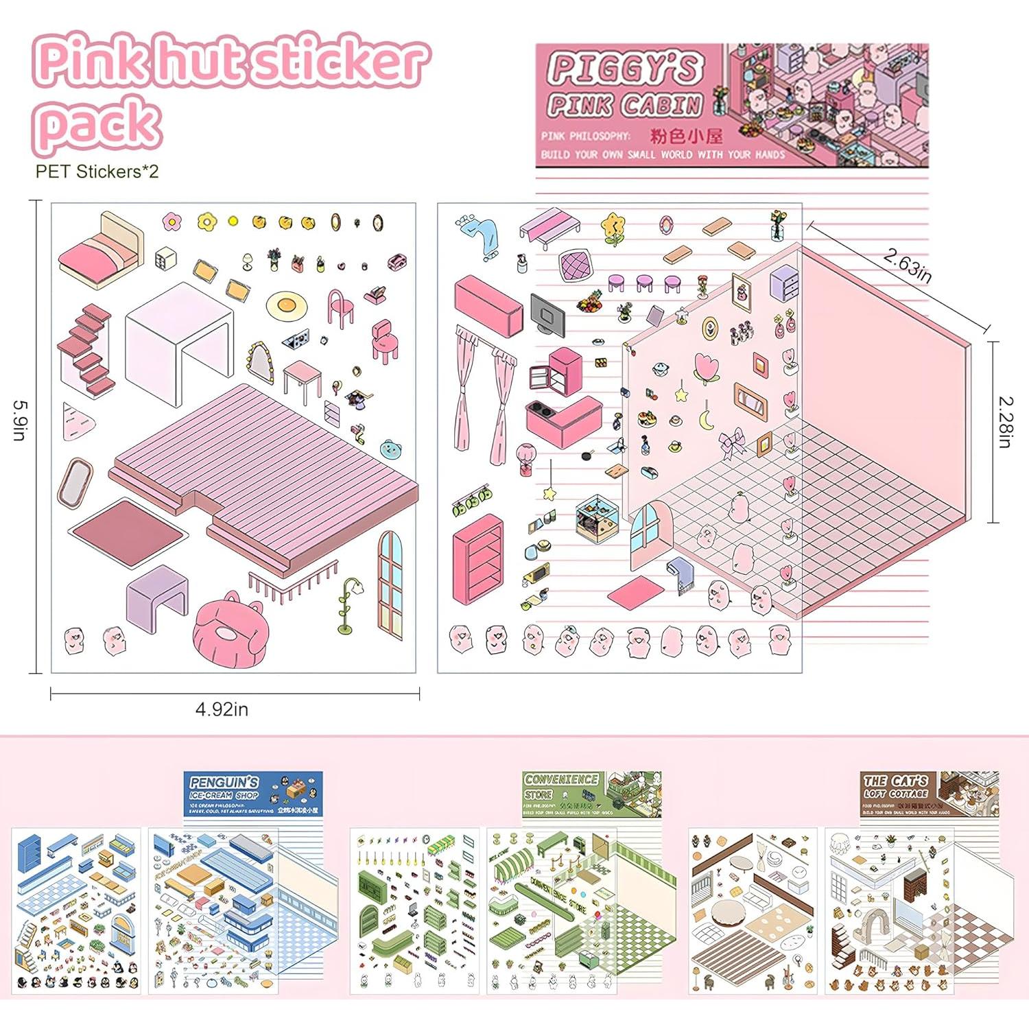 Pegatinas 3D DIY Aeloer - 4 Set para Crear Mini Casas