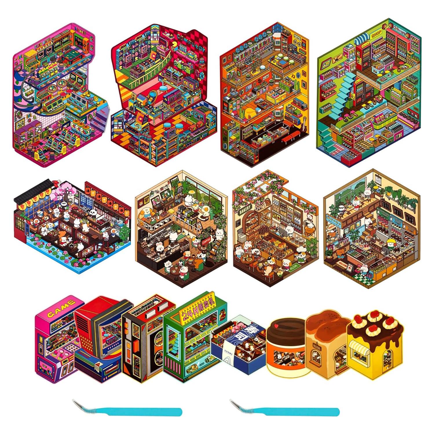 8 Juegos de Pegatinas 3D DIY NatldGs - Reutilizables y Creativas