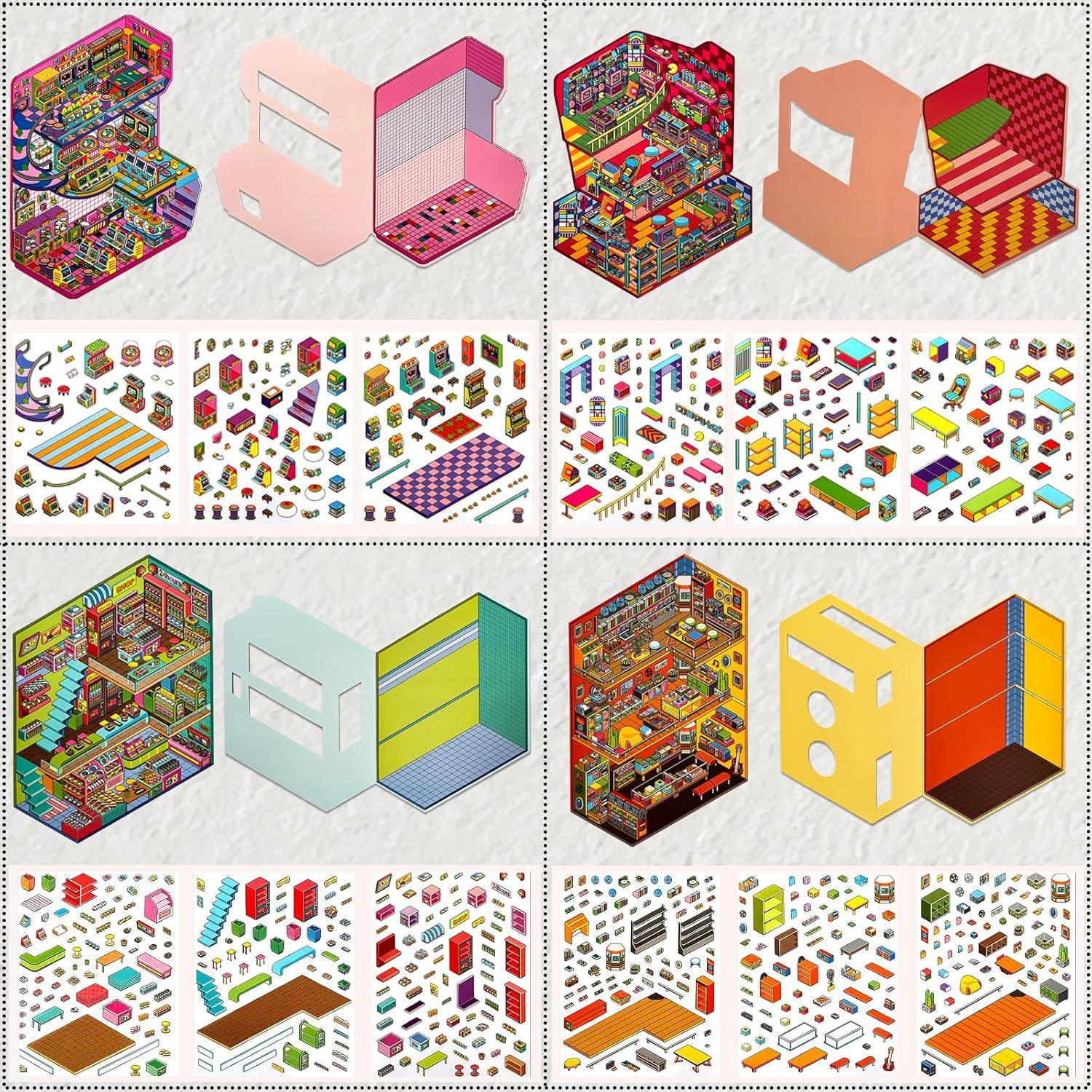 8 Juegos de Pegatinas 3D DIY NatldGs - Reutilizables y Creativas