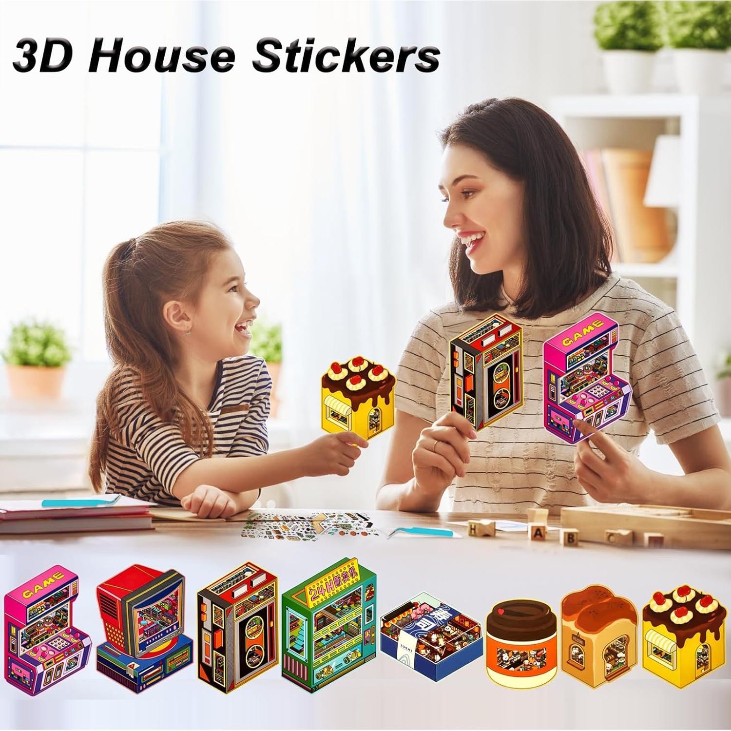 8 Juegos de Pegatinas 3D DIY NatldGs - Reutilizables y Creativas