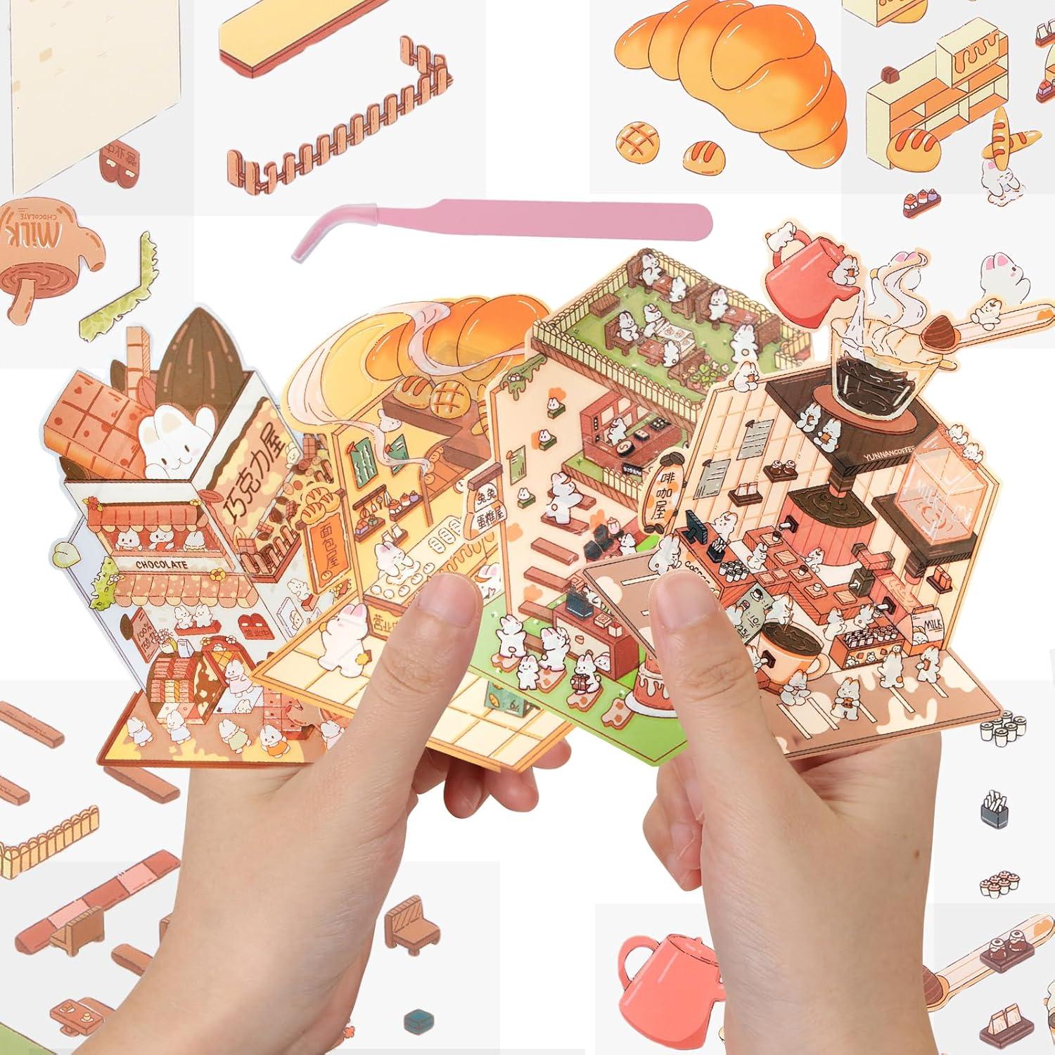 4 Sets Stickers 3D Casa Conejo BROVITI - Alivio Estrés