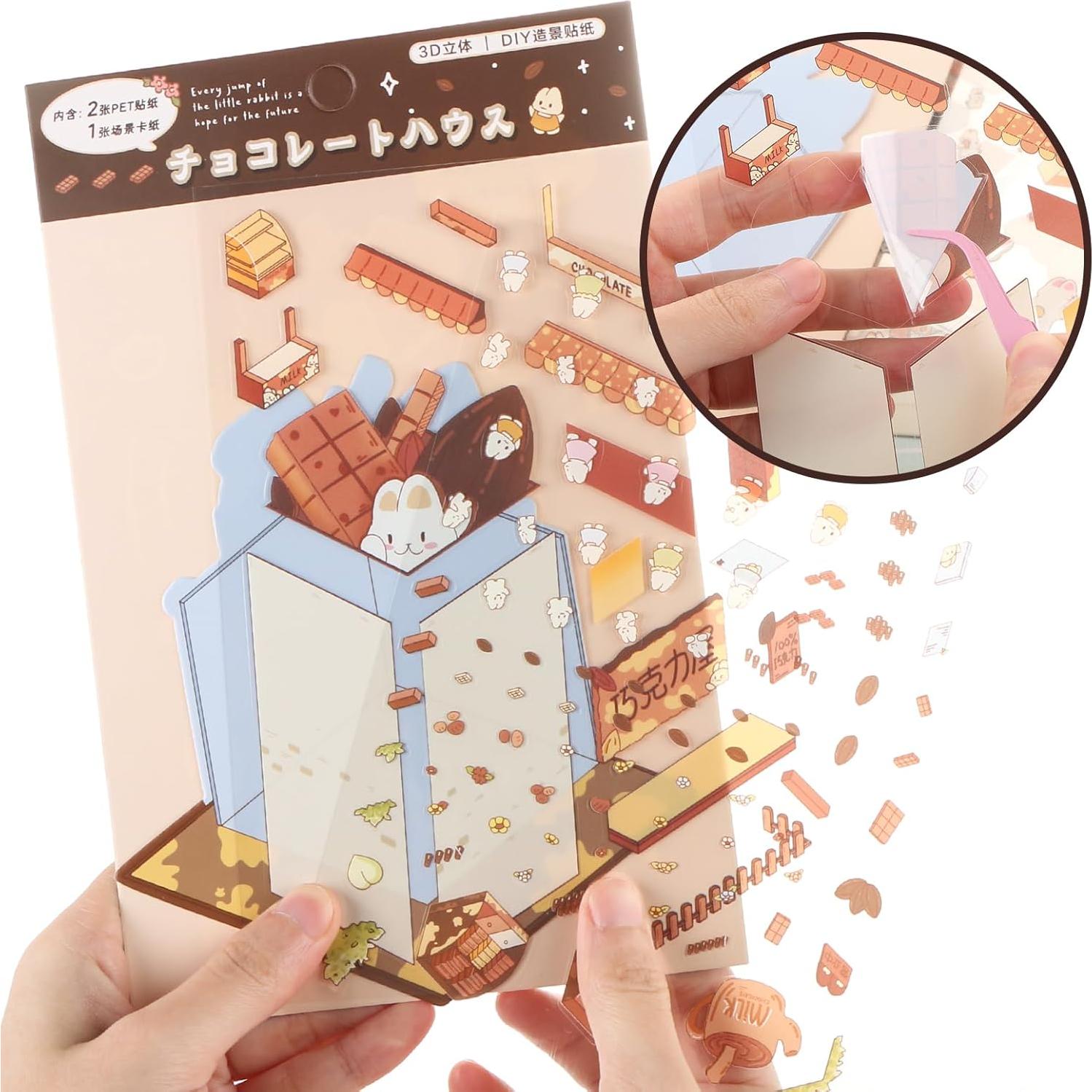 4 Sets Stickers 3D Casa Conejo BROVITI - Alivio Estrés