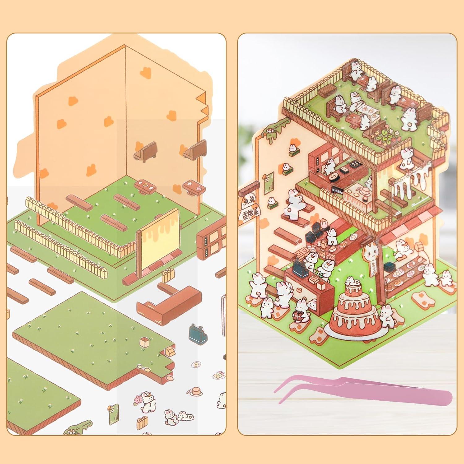 4 Sets Stickers 3D Casa Conejo BROVITI - Alivio Estrés