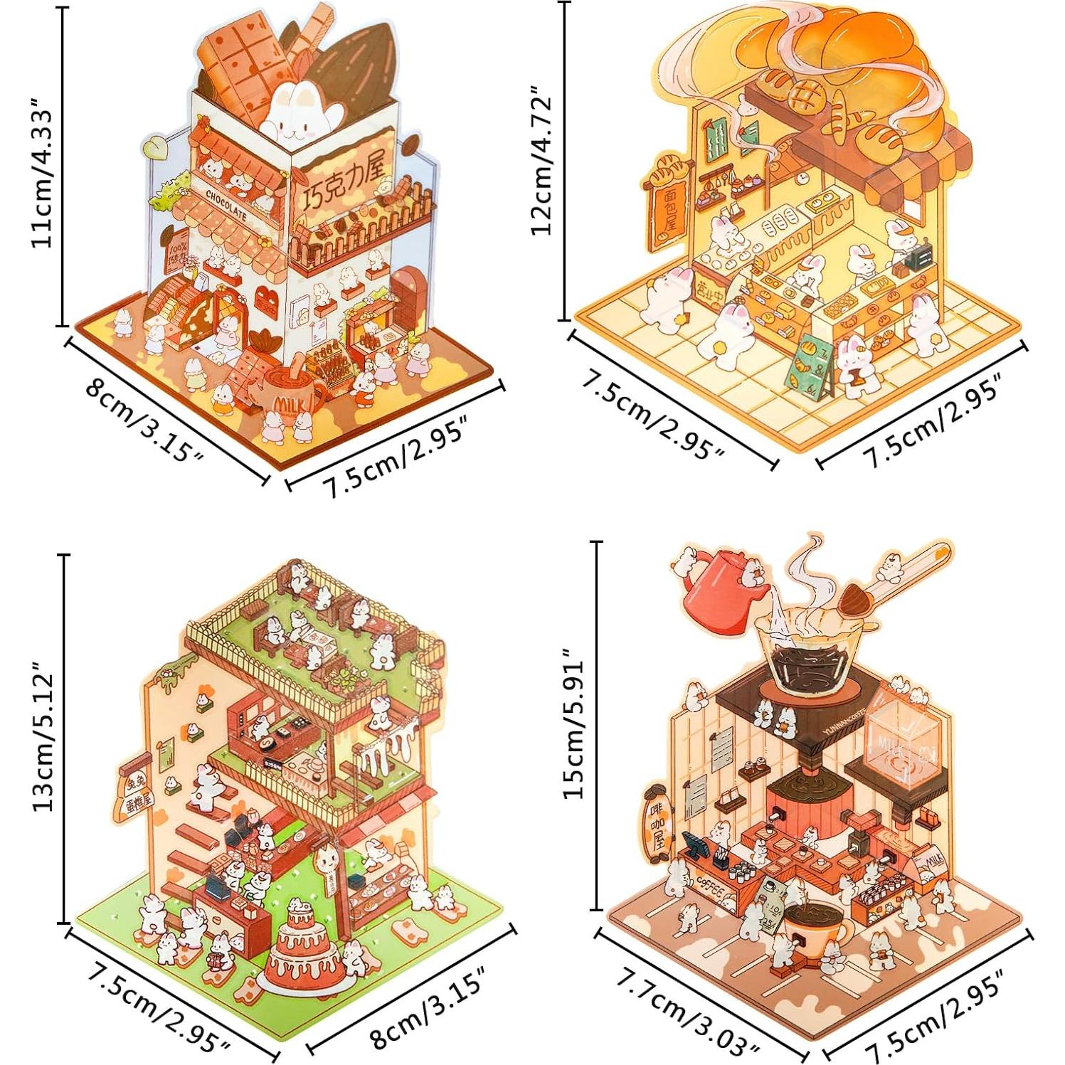 4 Sets Stickers 3D Casa Conejo BROVITI - Alivio Estrés