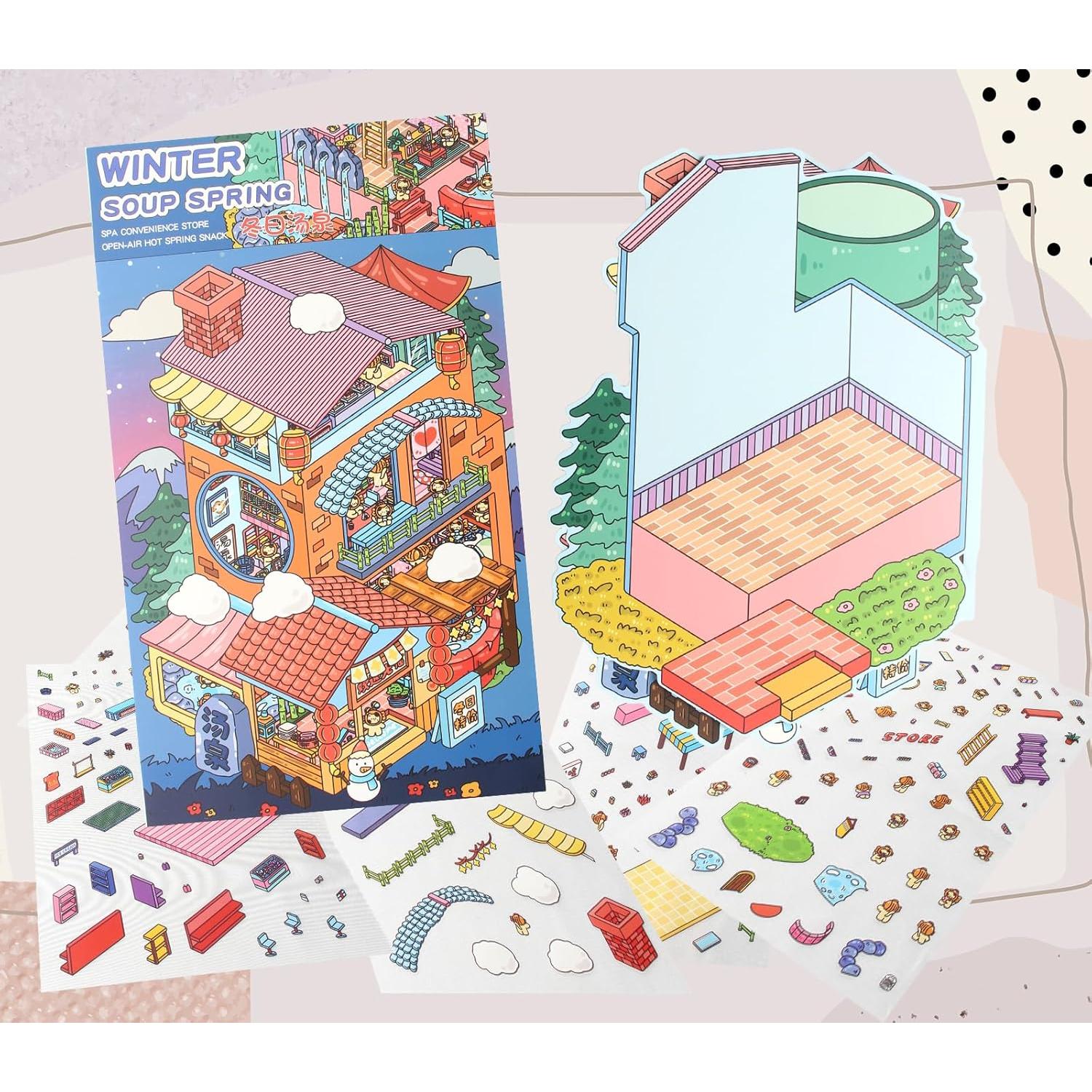 Calcomanías 3D DIY HEYTRCO Manantiales Termales y Ciudad Cibernética