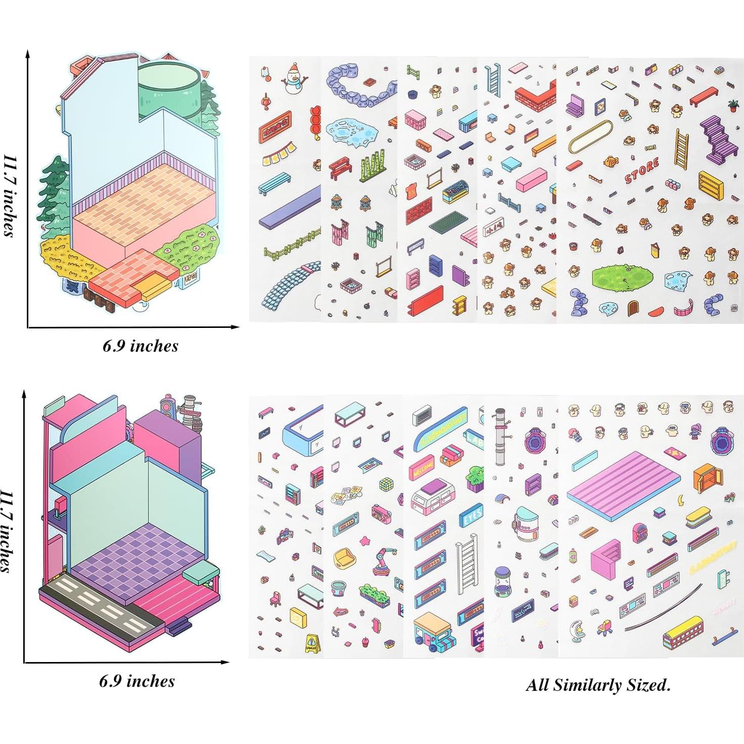 Calcomanías 3D DIY HEYTRCO Manantiales Termales y Ciudad Cibernética