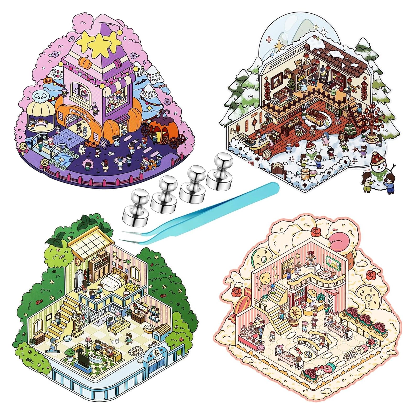 Stickers 3D Escena LAGIPA - 4 Temas, Imán y Pinzas