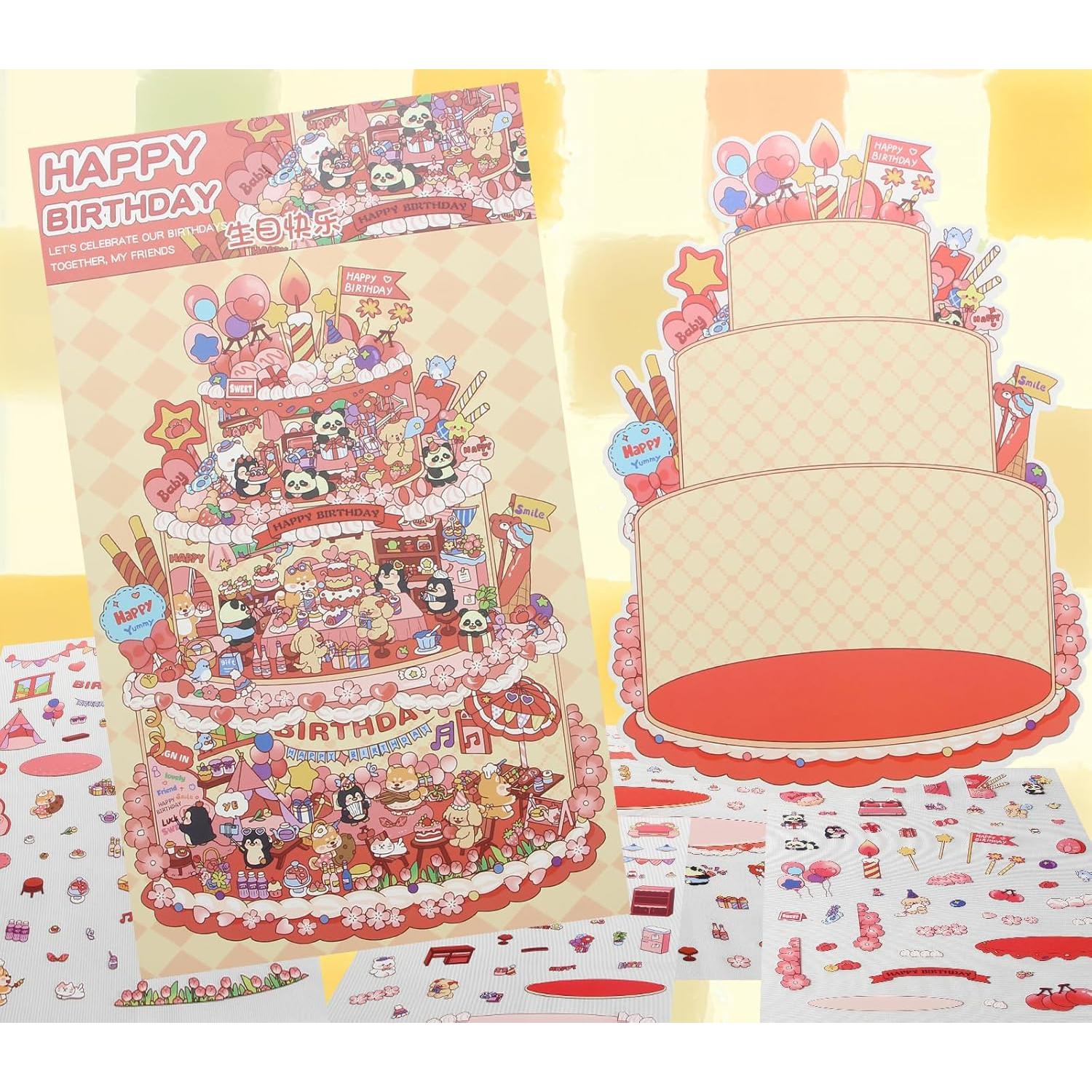 Calcomanías 3D DIY HEYTRCO Cumpleaños y Castillo en el Cielo