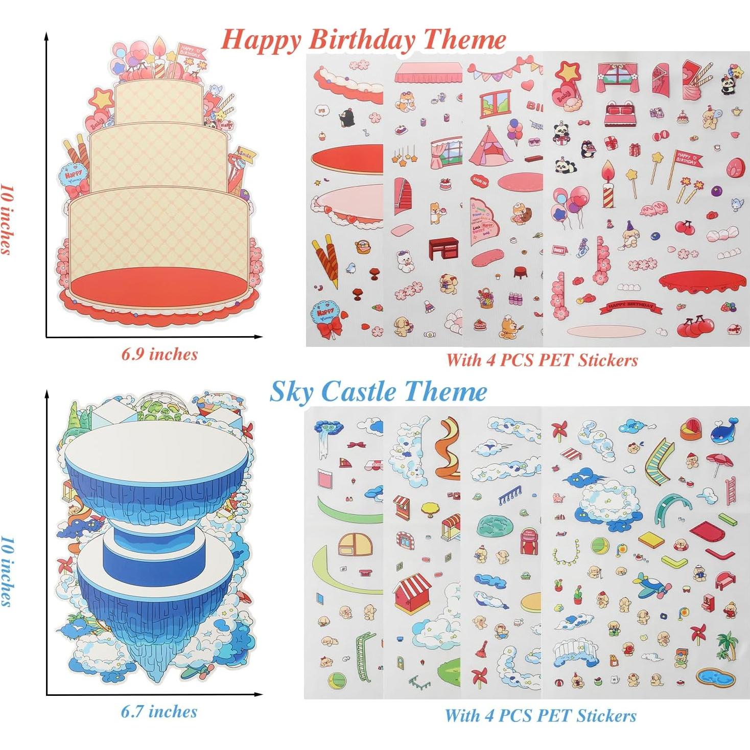 Calcomanías 3D DIY HEYTRCO Cumpleaños y Castillo en el Cielo