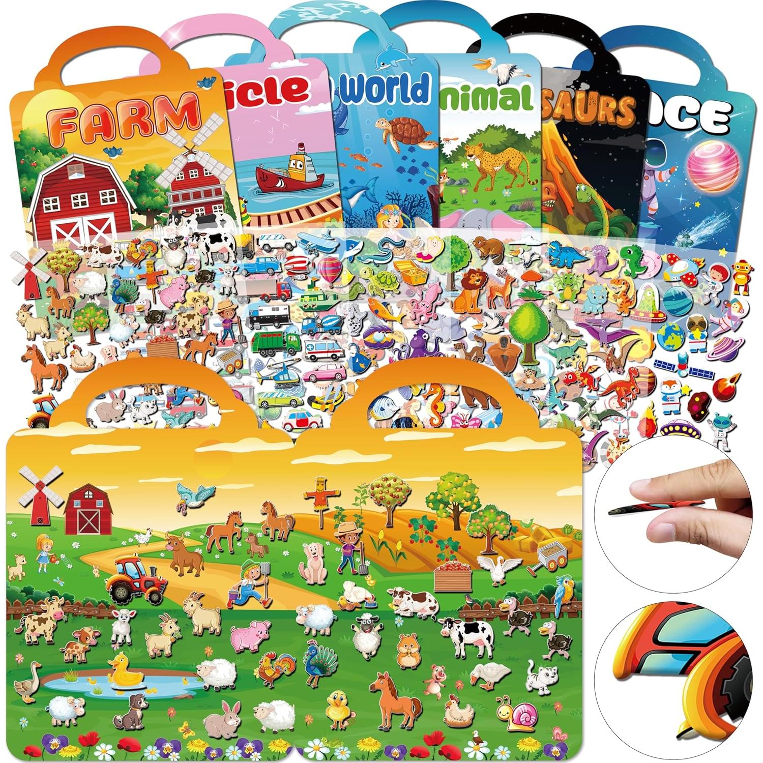 Set de 6 Libros de Stickers 3D Reutilizables Kalysky